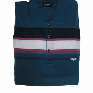 100% Cotton Blue with Multi-Colour Stripe Polo T-Shirt by Ramons KES 2500
