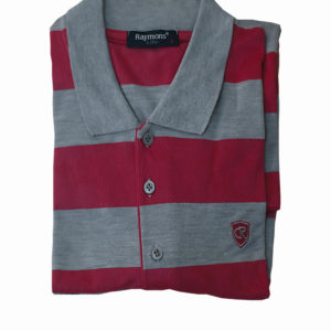 100% Cotton Pink and Grey Stripe Polo T-Shirt by Raymons KES 2500