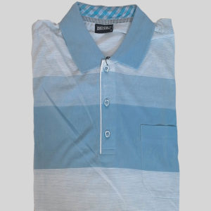 100% Cotton White and Sky Blue Stripe Polo T-Shirt by Bensu KES 2500