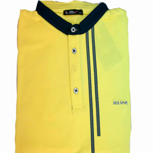 100% Cotton Yellow with Black Stripe V Neck T-Shirt by Littline KES 2000